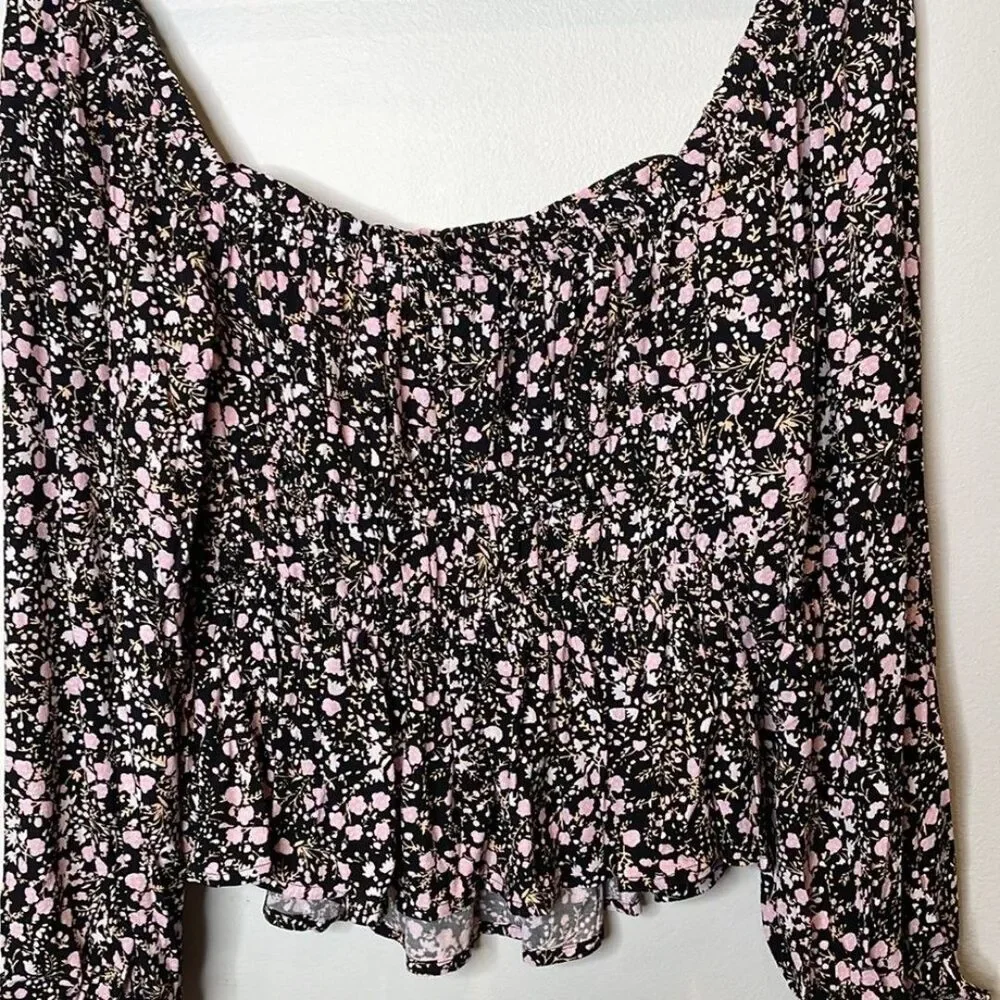J. Crew Puff-sleeve drapey crepe top in fall garden floral Size Small